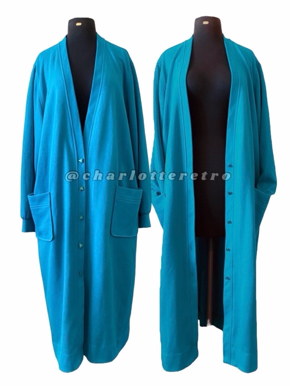 vtg HENRY-LEE Long Knit Duster Cardigan w Pockets • USA